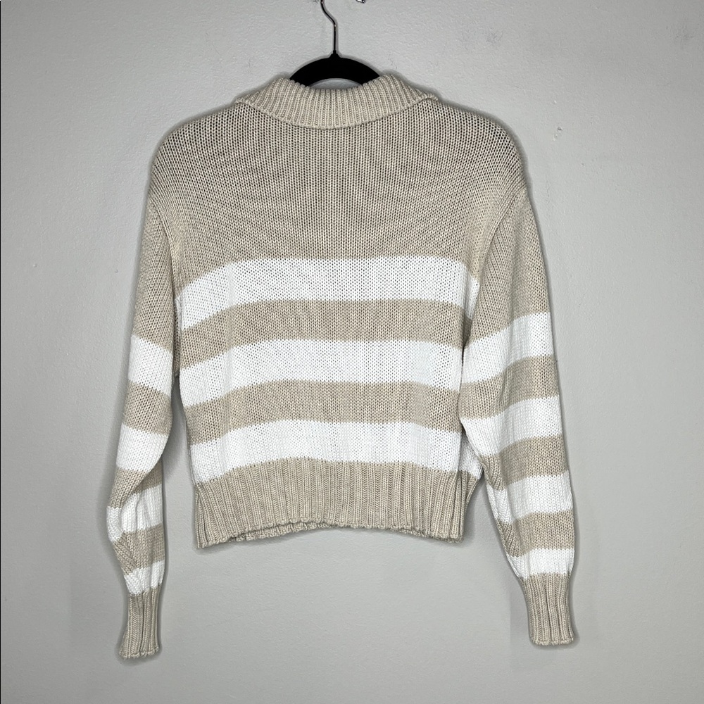 QUINCE 100% Organic Cotton Cropped Polo Sweater in Beige Ivory size Small - Picture 11 of 12